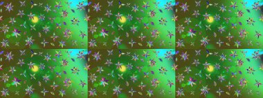 Parlak çiçekli kolaj çiçekleri. Çiçekli zambakların eskiz geçmişi. Çiçek tasarımı için inanılmaz kolaj cennet tarzı..