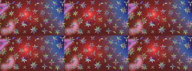 Kahverengi ve kırmızı renkte çiçekler. Sevimli çiçek raster deseni. Düz Çiçek Elementleri Tasarımı. Renk Bahar Teması eskiz şablonu.