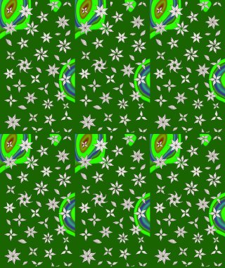 Suluboya elle çizilmiş çiçek desenli eskiz deseni. Parlak renkli fantezi çiçekleri, yapraklar, yeşil renkli tomurcuklar.