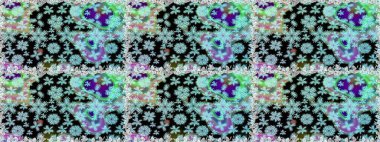 Küçük çiçekli basit, dikişsiz desen. Moda baskısı, albüm, ambalaj kağıdı ve duvar kağıdı için zarif dekoratif süslemeler. Raster illüstrasyonu. Mavi ve nötr renklerde şirin çiçekler.