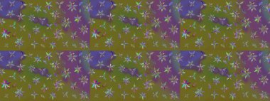 Kahverengi ve yeşil renkli çiçekler. Çiçekli eskiz çizimi. Renkli Yaz Temalı eskiz kalıbı. Düz Çiçek Elementleri Tasarımı.