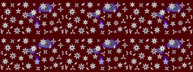 Kırmızı ve nötr renklerde çiçekler. Raster illüstrasyonunda çiçek deseni çizimi.