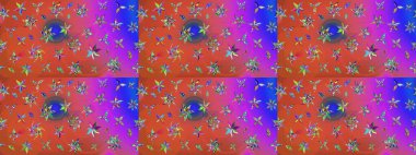 Düz Çiçek Elementleri Tasarımı. Raster illüstrasyonundaki çiçek desenli çizim. Pembe ve turuncu renkli çiçekler. Renkli Bahar Teması çizim şablonu.