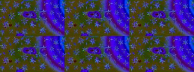 Yeşil ve mavi çiçekli eskiz deseni, suluboya çiçek deseni, sevimli çiçek, duvar kağıdı, kart veya kumaş için fayanslı. Raster - stok.