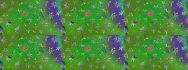 Raster düz çiçek çizim deseni. Hediye ambalaj kağıdı, tebrik kartları, posterler ve pankart tasarımı. Renkli çiçekler.