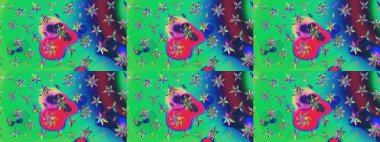 Sanat ilham verici ve mavi renkli çiçekler ve arkasında iz bırakıyor. Yeşil ve mavi el çizimi desen. Karalama çiçekleri çizim kalıbı. Raster deseni.