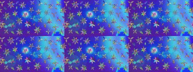 Çiçekli çiçek deseni, suluboya. Mavi ve mor renkli çiçekler. Renkli Bahar Teması eskiz kalıbı. Düz Çiçek Elementleri Tasarımı. Raster illüstrasyonu.