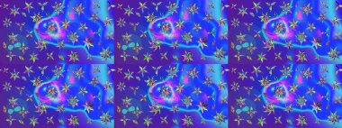 Eskiz arkaplan modeli. Vadinin mavi ve mor renkli çiçekleri. Suluboya, elle çizilmiş. Raster - stok.