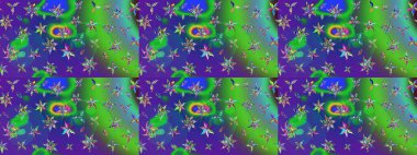 Küçük çaplı çiçeklerdeki basit şirin desenler. Tekstil veya kitap kapakları, imalat, duvar kağıtları, baskı, hediye paketi ve yapıştırma kitabı için çiçek eskizi geçmişi. Raster illüstrasyonu.