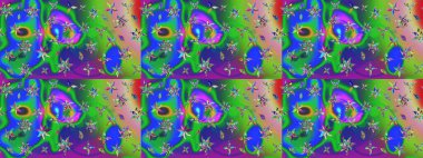 Karalama çiçekleri çizim kalıbı. Sanat ilham verici ve mavi renkli çiçekler ve arkasında iz bırakıyor. Yeşil ve mavi el çizimi desen. Raster deseni.