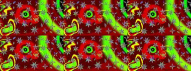 Çiçekler kırmızı ve yeşil renklerde. Yumuşak, bahar çiçekli arka plan. Raster çiçek desenli ve çiçekli..