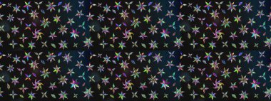 Gri ve mavi kıvırcık çiçekler gri ve mavi renklerde şekillenir. Raster illüstrasyonu. Klasik çiçek tasarım elementleri.