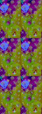 Klasik taslak çizimi. Raster Yumuşak kumaş deseni. Raster çiçek izi. Çiçek yeşili ve kahverengi çizim deseni.