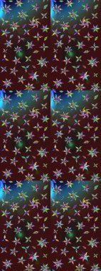 Klasik çiçek tasarımı elementleri. Raster illüstrasyonu. Kahverengi ve mavi kıvırcık çiçekler kahverengi ve mavi renklerde.