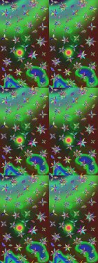 Düğün davetiyeleri için çiçek deseni, tebrik kartları, hatıra defteri, baskı, hediye paketi, imalat. Sulu boya tarzında yeşil ve mavi çiçekli zarif çizim deseni, tasarım elementleri. Düzenlenebilir