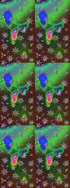 Küçük yeşil ve kahverengi çiçekli oldukça eski bir besin torbası deseni. Tekstil, kumaş, kapaklar, duvar kağıtları, baskı, naylon, koleksiyon defteri, örgü, dekupaj için güzel bir eskiz. Millefleurlar.