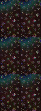 Düz Çiçek Elementleri Tasarımı. Raster Illustrasyon 'daki Çiçek Deseni' nin son moda çizimi. Gri ve kahverengi renkli çiçekler. Renkli Yaz Teması çizim şablonu.