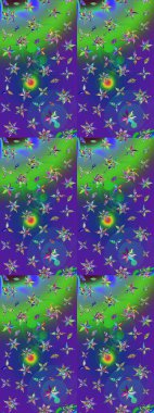 Çiçek kompozisyonu. Küçük çiçekte güzel bir desen var. - Mavi ve yeşil çiçekler. Doğa. Raster deseni. Çiçek kolajı. Çiçek arka planı.