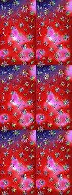 Eskiz geçmişi. Renkli desenli eskiz deseni, kırmızı ve pembe çiçekler ve dekoratif elementler. Kumaş, tekstil, duvar kağıdı baskısı için. Raster illüstrasyonu. Antika retro tarzı.