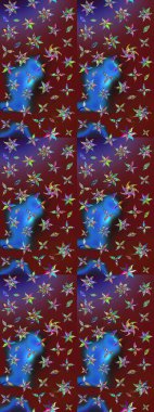 Raster illüstrasyonundaki çiçek desenli çizim. Kırmızı ve kahverengi renkte çiçekler.