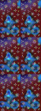 Küçük çiçekteki sevimli çiçek deseni. Mavi ve kırmızı renkte çiçekler.