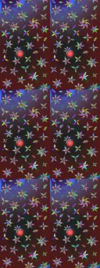 Raster Çiçek İllüstrasyonu 'nun şirin tekstili. Etnik çiçeklerle renklendirilmiş zarif eskiz deseni.