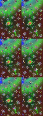 Renkli Yaz Temalı eskiz kalıbı. Güzel kumaş deseni. Güzel eskiz şekli. Yazdır. Düz Çiçek Elementleri Tasarımı. Raster çiçekli arka plan.