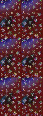 Şirin çiçekli eskiz deseni ve kırmızı ve kahverengi renkli yapraklar, suluboya çiçek deseni, duvar kağıdı, kart ya da kumaş için fayanslı. Raster illüstrasyonu.