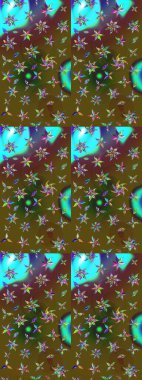 Düz Çiçek Elementleri Tasarımı. Raster Modaya uygun kumaş deseni. Renkli Bahar Teması eskiz kalıbı. Yeşil ve kahverengi renkli şirin çiçek deseni.