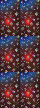 Kahverengi ve mor renkli etnik çiçekli zarif eskiz deseni. Raster Çiçek İllüstrasyon Şirin Tekstil.