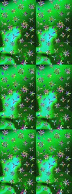 Çok renkli, zarif küçük çiçekler ve komik böcekler, raster desen, illüstrasyon.