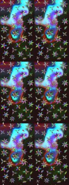 Sevimli çiçek raster deseni. Renkli çiçekler. Düz Çiçek Elementleri Tasarımı. Renkli Bahar Teması çizim şablonu.