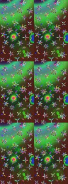 Elle çizilmiş sonbahar çiçeği deseni. Tekstil ve kapak tasarımı için mükemmel. Doodle tarzı. Renkli yeşil ve kahverengi çizim kalıpları. Yeşil ve kahverengi renkte çiçekler.