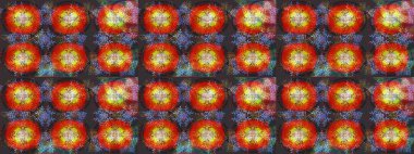 Kar tanesi renkli desen. Snowflakes desen. Raster kar taneleri arka plan. Renk arka plan üzerinde izole soyut kar taneleri ile düz tasarım. Raster illüstrasyon.