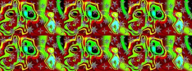 Eskiz arkaplan modeli. Raster illüstrasyonu. Kırmızı ve yeşil yapraklı yabani çiçekler. Suluboya, elle çizilmiş.