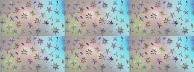 Eski usul küçük çiçekli şirin bir eskiz deseni. Raster illüstrasyonu. Moda arka planında parlak buketler. Kumaş, duvar kâğıdı ve kağıda yazdırmak için gelişen arkaplan.