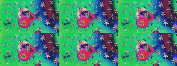 Sanat ilham verici ve mavi renkli çiçekler ve arkasında iz bırakıyor. Yeşil ve mavi el çizimi desen. Karalama çiçekleri çizim kalıbı. Raster deseni.