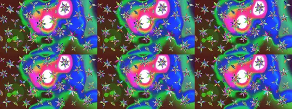 Suluboya çizim kalıbı. Çiçek izi. Suluboya tarzında yeşil ve mavi renkte çiçekler.