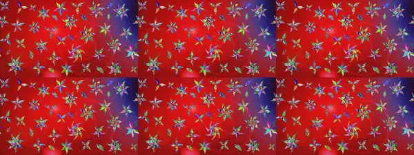 Küçük çiçekli yay deseni çiz. Raster illüstrasyonu. Suluboya tarzında kırmızı ve mor renkler üzerine.