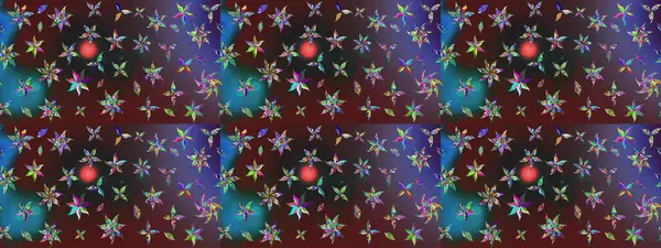 Suluboya elle çizilmiş çiçek desenli eskiz deseni. Parlak renkli fantezi çiçekleri, yapraklar, renkli tomurcuklar.