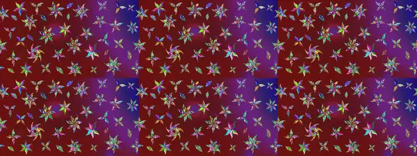 Çiçekli karalama şeklinde Raster çiçek deseni. Kibar, bahar çiçekleri kırmızı ve mor renklerde. Raster illüstrasyonu.