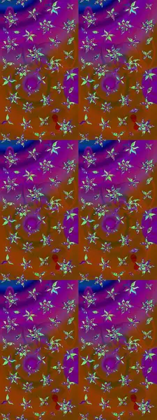 Renkli Bahar Teması eskiz kalıbı. Kahverengi ve mor renkli çiçekler. Düz Çiçek Elementleri Tasarımı. Sevimli çiçek raster deseni.