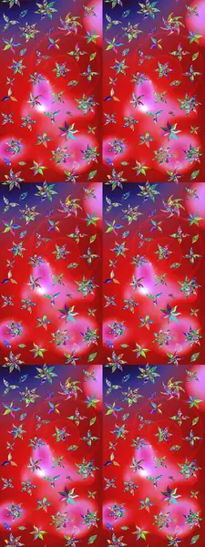 Eskiz geçmişi. Renkli desenli eskiz deseni, kırmızı ve pembe çiçekler ve dekoratif elementler. Kumaş, tekstil, duvar kağıdı baskısı için. Raster illüstrasyonu. Antika retro tarzı.