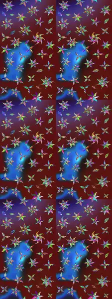 Raster illüstrasyonundaki çiçek desenli çizim. Kırmızı ve kahverengi renkte çiçekler.