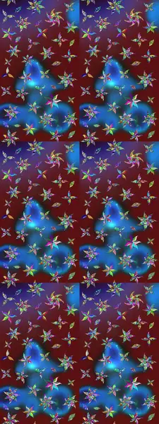 Küçük çiçekteki sevimli çiçek deseni. Mavi ve kırmızı renkte çiçekler.