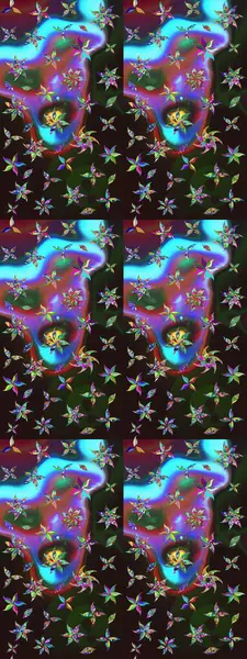 Çiçekli ipek eşarp. Retro tekstil tasarım koleksiyonu. El çizimi çiçek unsurları olan soyut çizim raster deseni. 1950-1960 motifleri. Açık.