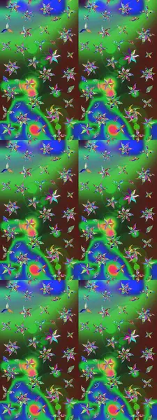 Raster düz çiçek çizim deseni. Hediye ambalaj kağıdı, tebrik kartları, posterler ve pankart tasarımı. Yeşil ve mavi renkte çiçekler.