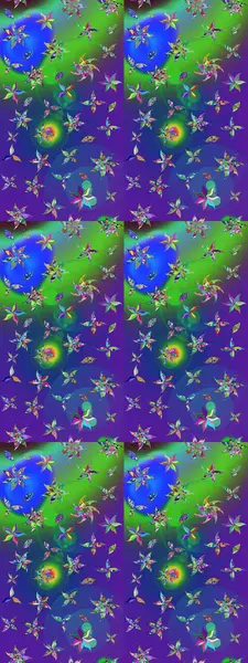 Eski usul. Eskiz geçmişi. Raster illüstrasyonu. Kumaş, tekstil, duvar kağıdı baskısı için. Renkli desenli eskiz deseni, mavi ve mor çiçekler ve dekoratif elementler.