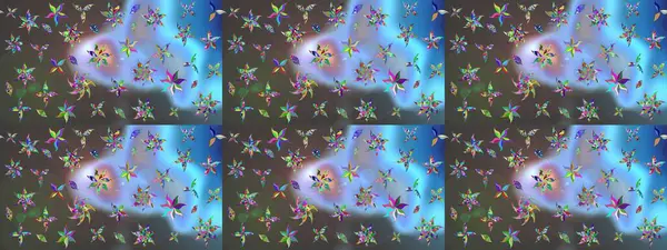 Mavi ve gri renkte güzel çiçekli eskiz deseni, suluboya çiçek deseni, duvar kağıdı, kart ya da kumaş için fayanslı. Raster..