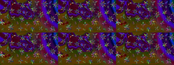 Çiçeksel fantezi tasarımı ve parlak bir arka plan çizimi. Düz Çiçek Elementleri Tasarımı. Renkli Bahar Teması çizim şablonu.